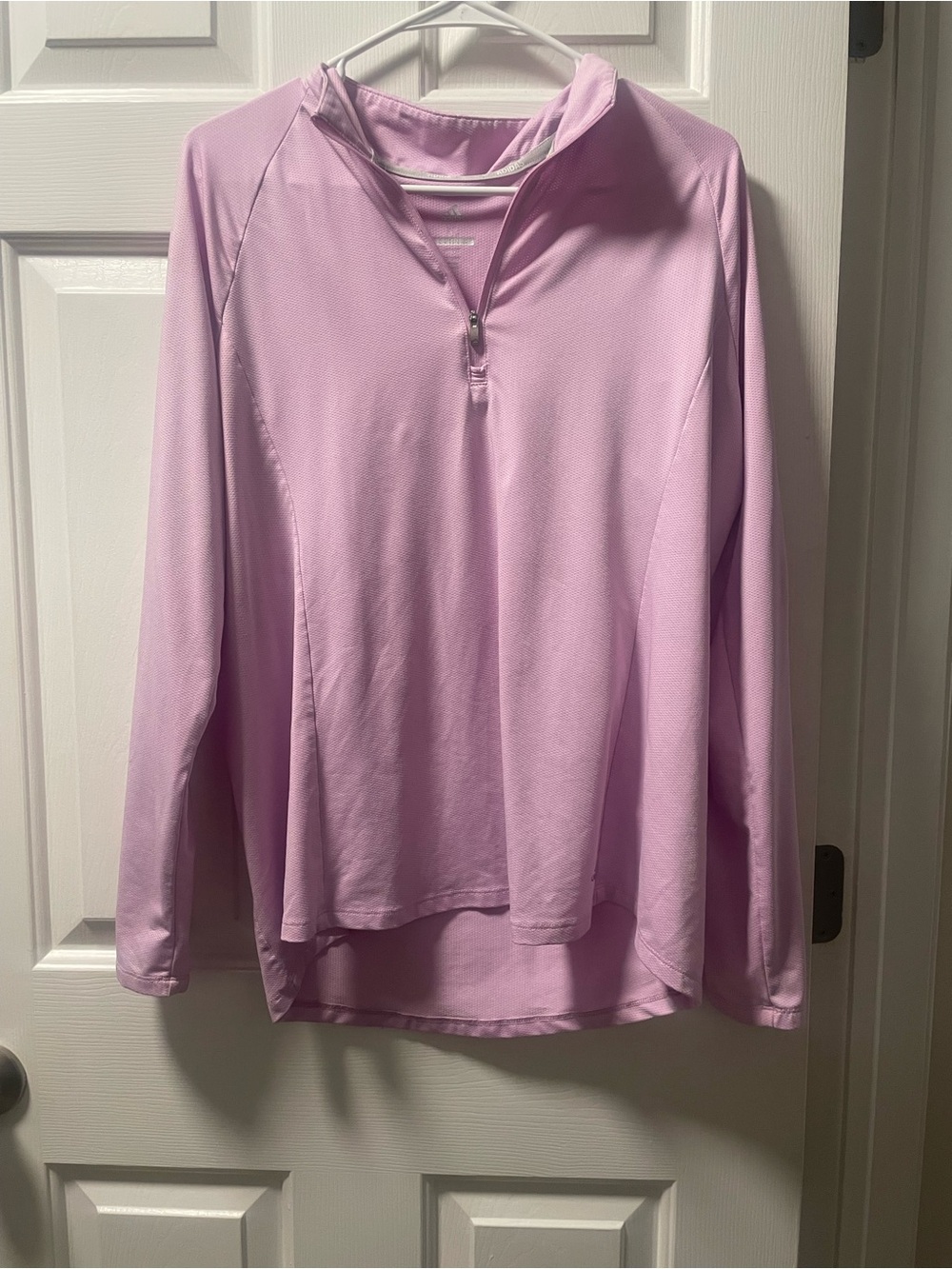 adidas Light Pink Quarter-Zip Long Sleeve Top